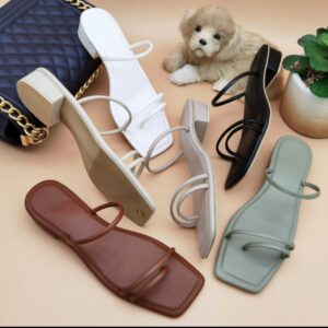 1-inch Strappy Square Toe Block Heels